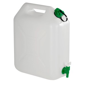 Kanister na vodu Campingaz, 20 l, so zeleným kohútikom a držadlom.