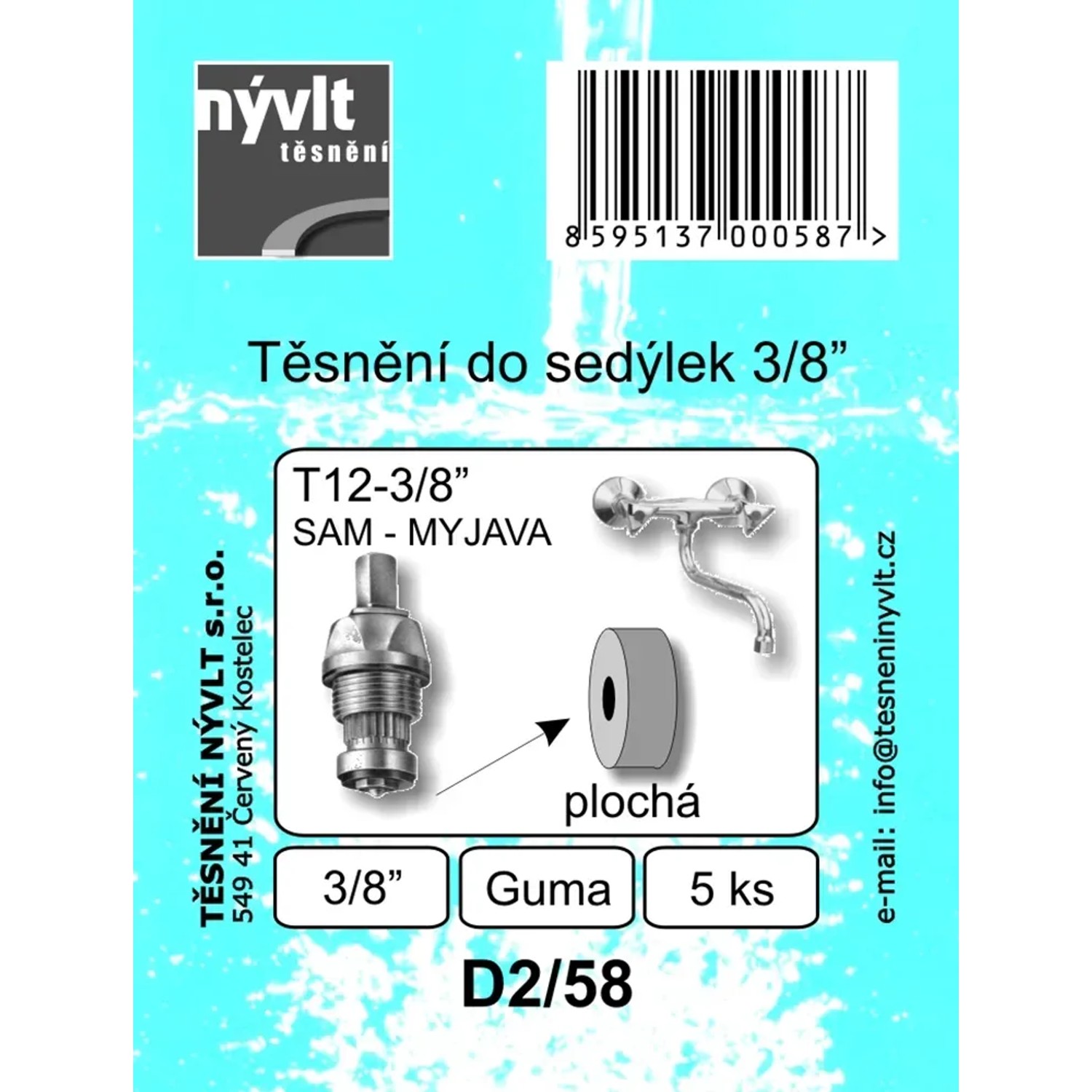 E-shop Súprava plochých tesnení do sedielok 3/8 guma, 5 ks