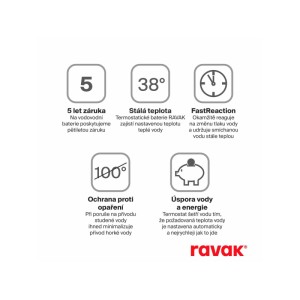 RAVAK Sprchový stĺp TE 095 s termostat. batériou, so setom, chróm lesklý