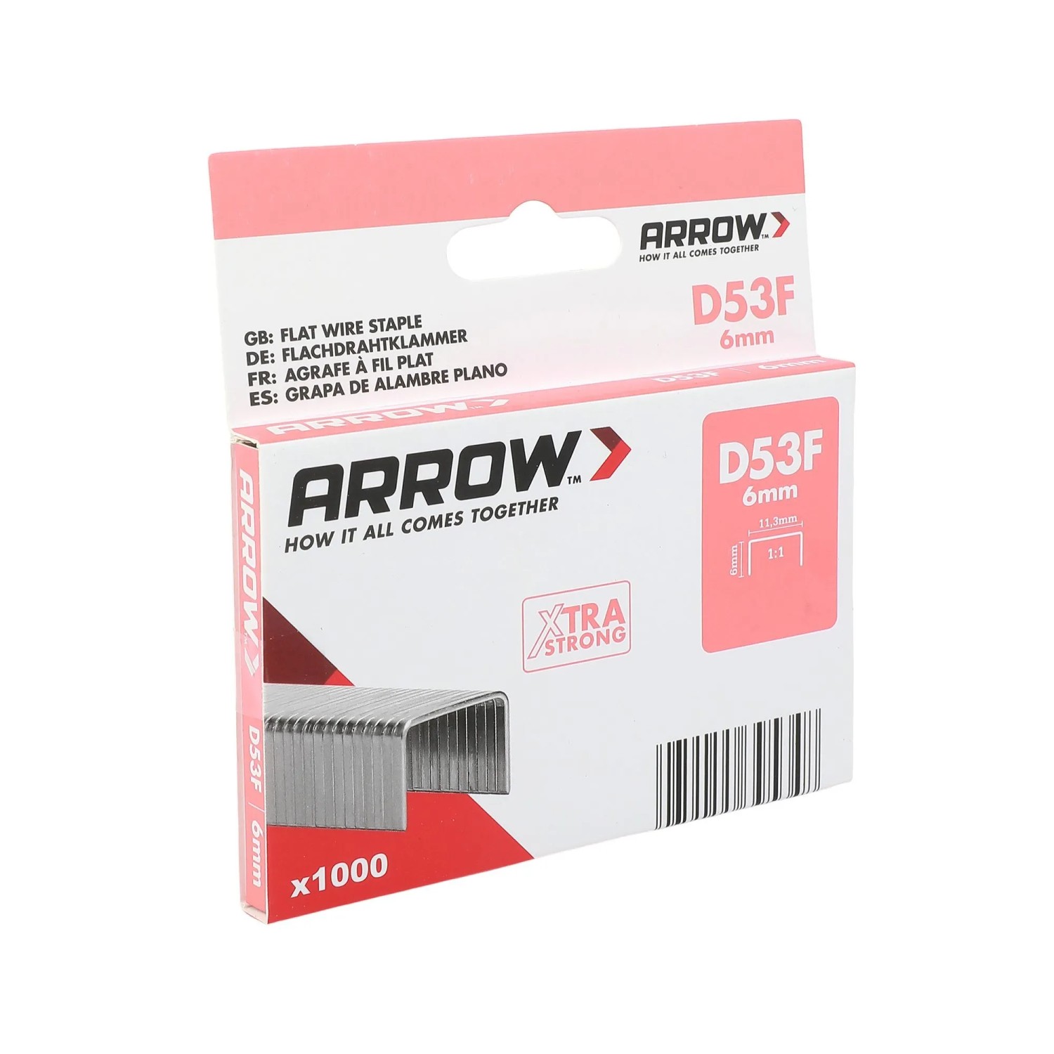 E-shop Arrow Ploché drôtené sponky do sponkovačky D53F, dĺžka 6 mm, 1000 ks
