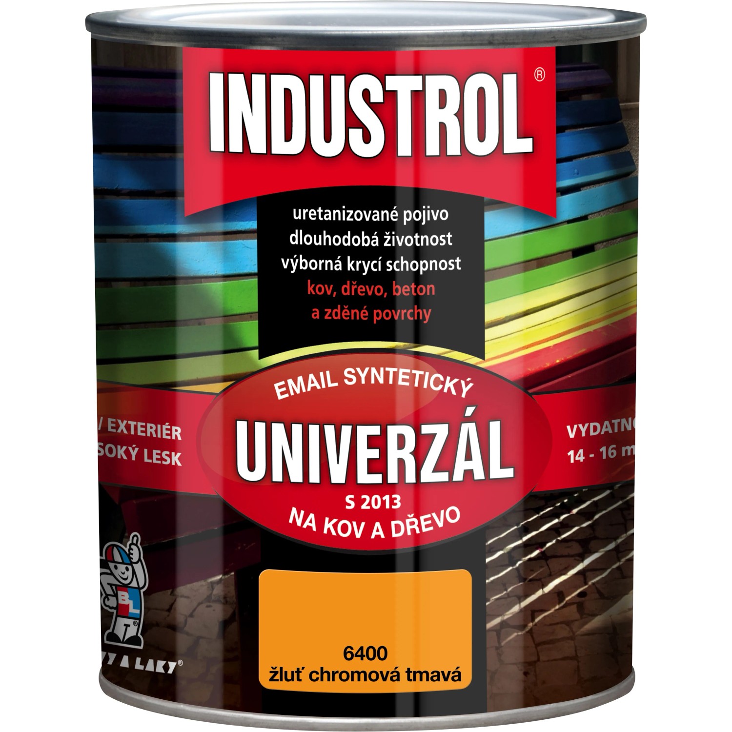 E-shop INDUSTROL Email na kov a drevo S2013 UNIVERZÁL 6400 žlť chrómová tmavá 750 ml