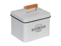 Wenko Kovový kúpeľňový box s vekom Pali, biela, 18 x 16 x 15,5 cm