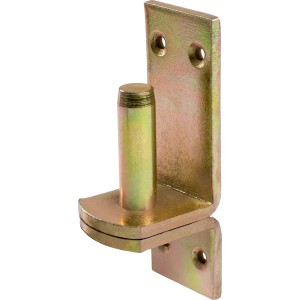 Žlto pozinkovaný naskrutkovací záves D1, 102x35 mm, čap Ø 13 mm, na upevnenie bránových pántov.