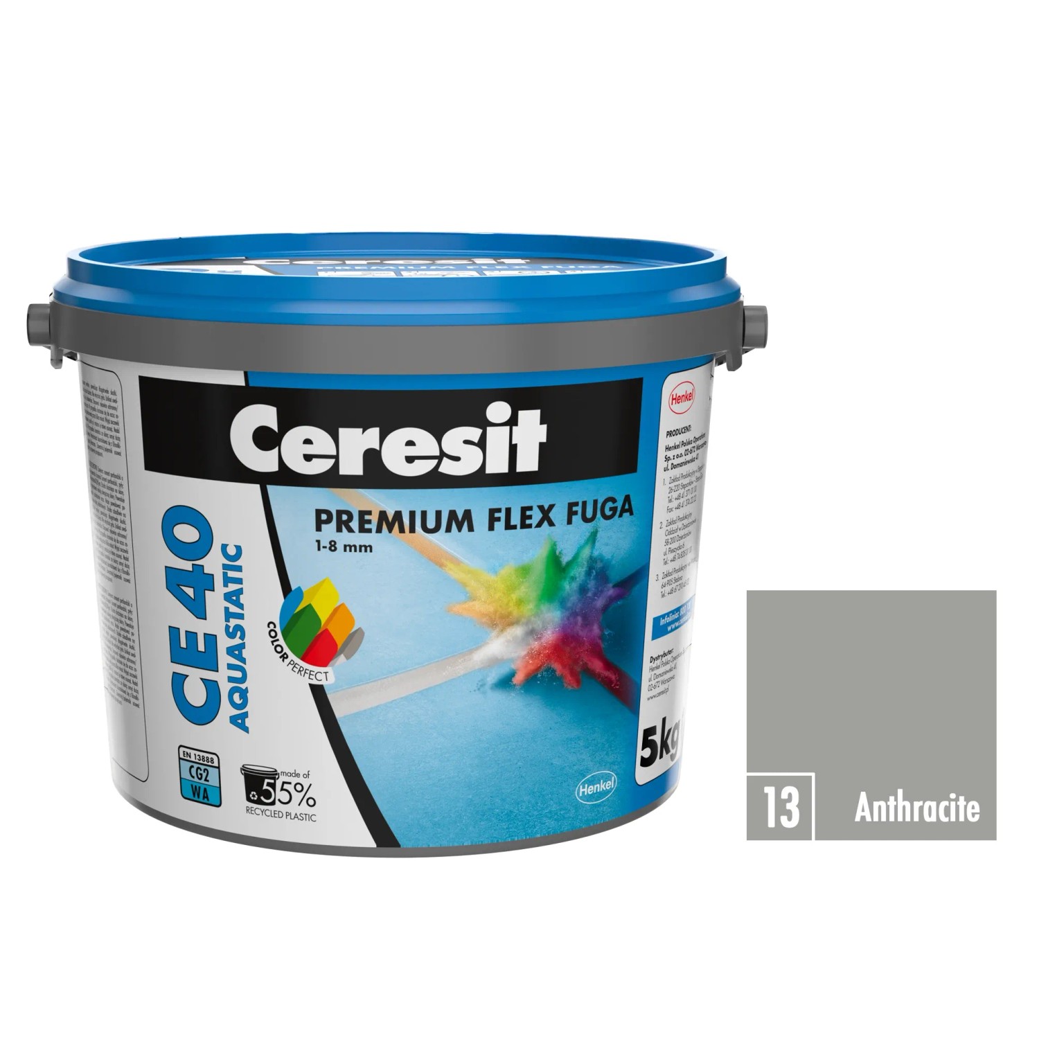 E-shop Ceresit Flexibilná škárovacia hmota CE 40 Aquastatic Anthracite, 5 kg