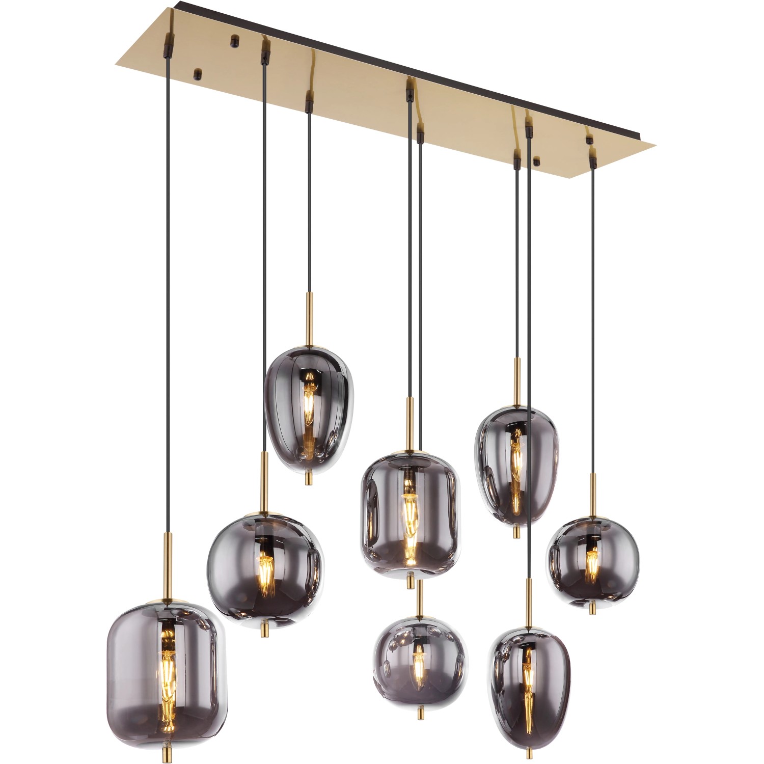 E-shop GLOBO Závesné svietidlo BLACKY I mosadzná/dymová E14 40 W 1025 x 340 x 1200 mm