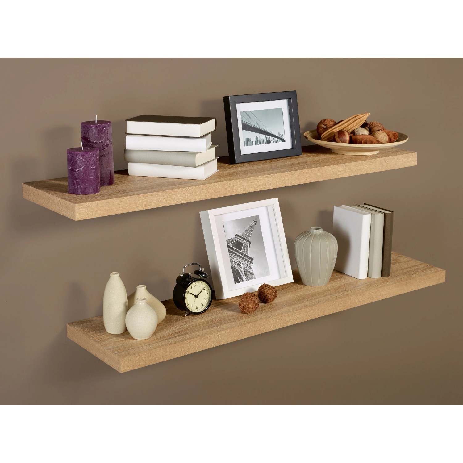 E-shop OBI Nástenný regál Valbonne 118 cm x 23,5 cm x 3,8 cm dub svetlý