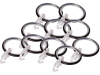 Záclonové krúžky s riasiacimi háčikmi čierne, 10 ks, pr. 25 mm