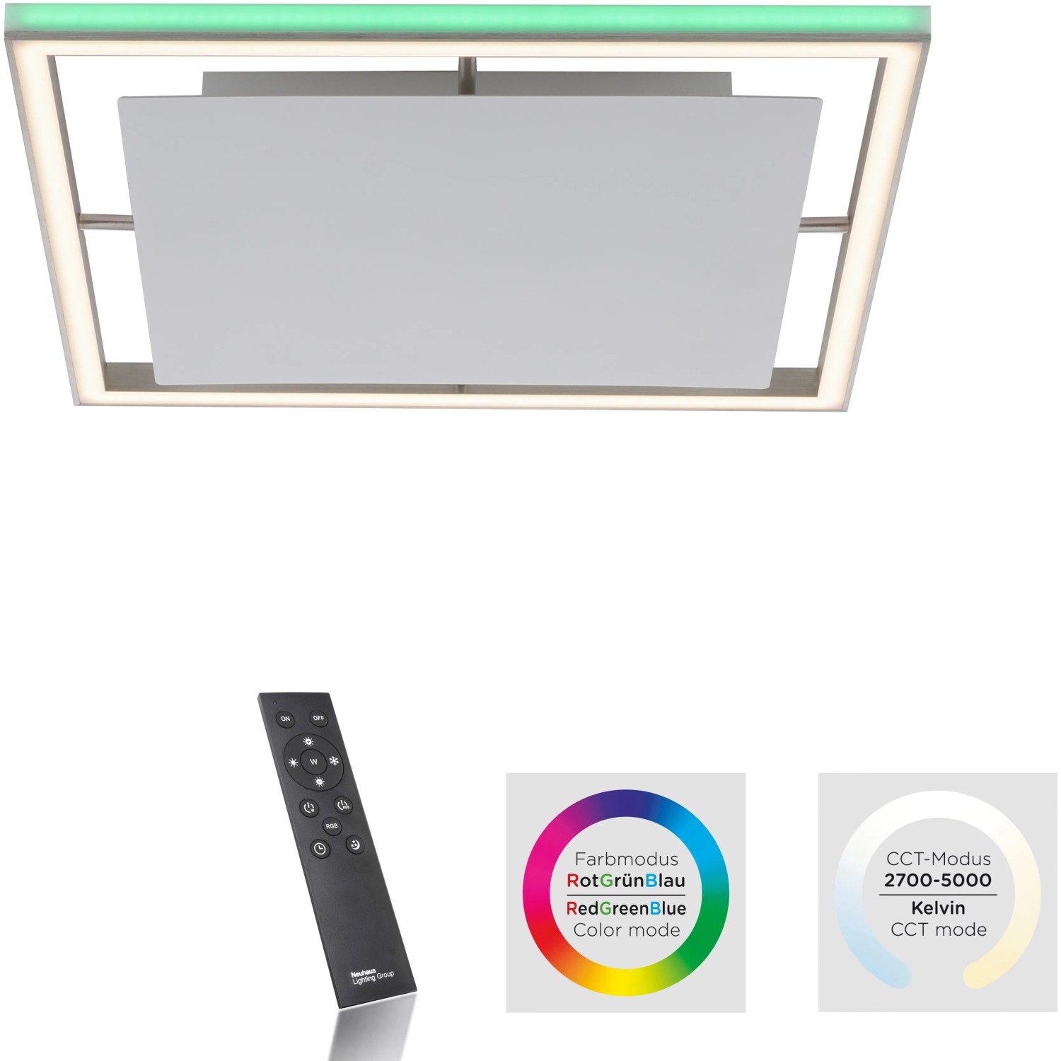 E-shop Paul Neuhaus Stropné LED svietidlo Helix, 40W, 4080lm, RGB+2700-5000K, 50 x 50cm
