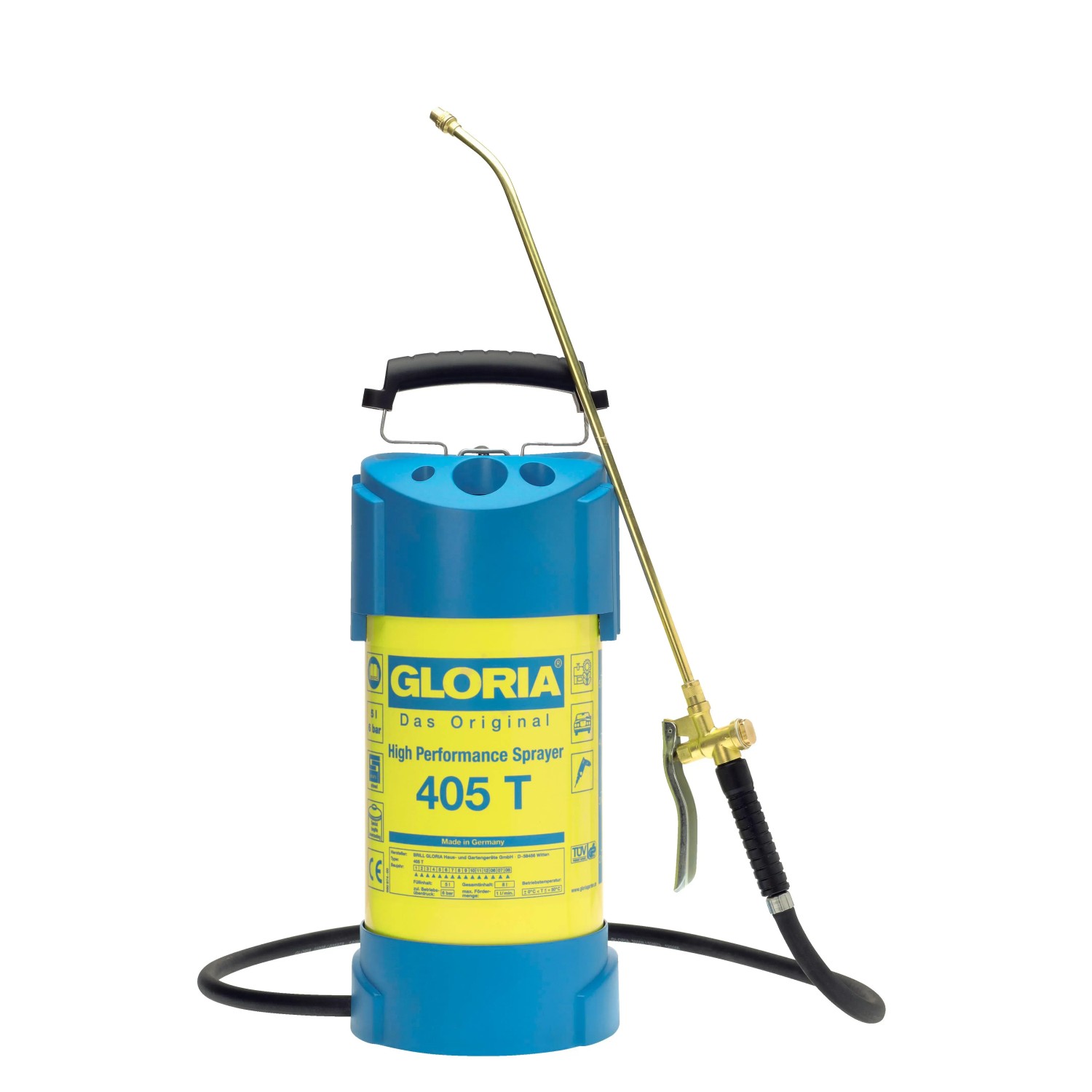 E-shop Gloria Výkonný tlakový postrekovač 405 T, oceľ/plast, 6 bar, 5 l