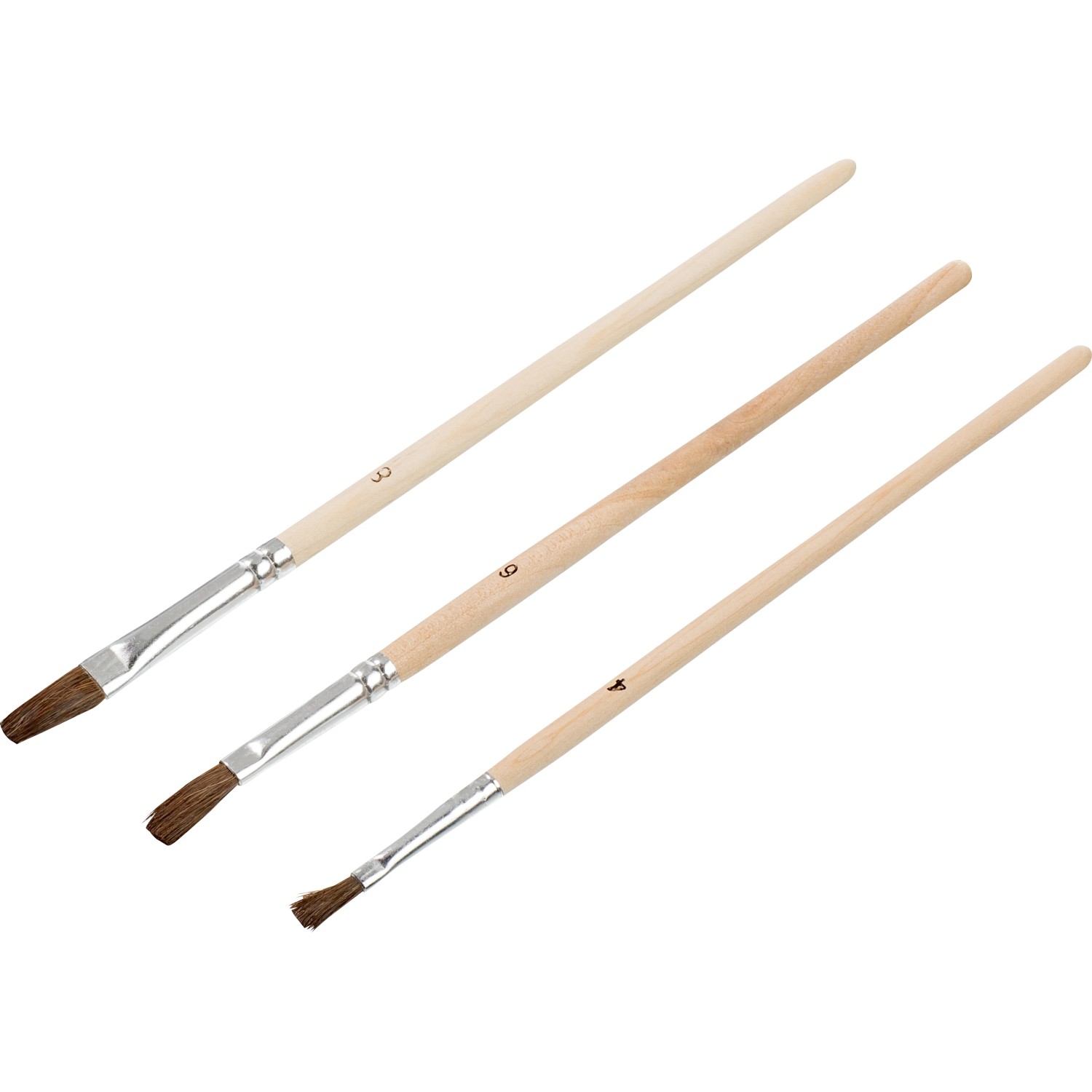E-shop LUX-TOOLS Súprava retušovacích štetcov, drevená rukoväť, 3dielna (4/6/8 mm)
