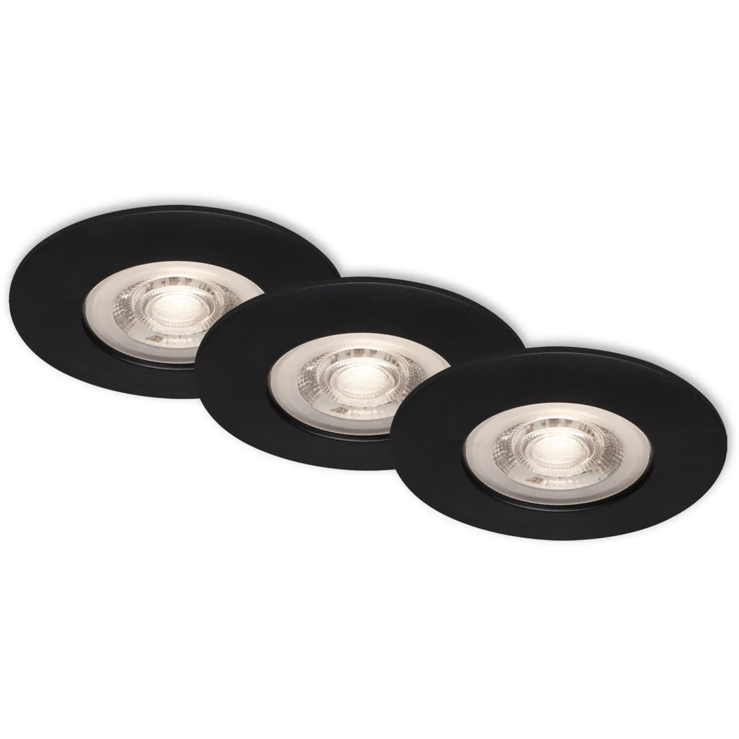 E-shop BRILO Vstavané LED svietidlo Kulana, 3 ks, stmievat., matné čierne, pr. 9 x 2,5