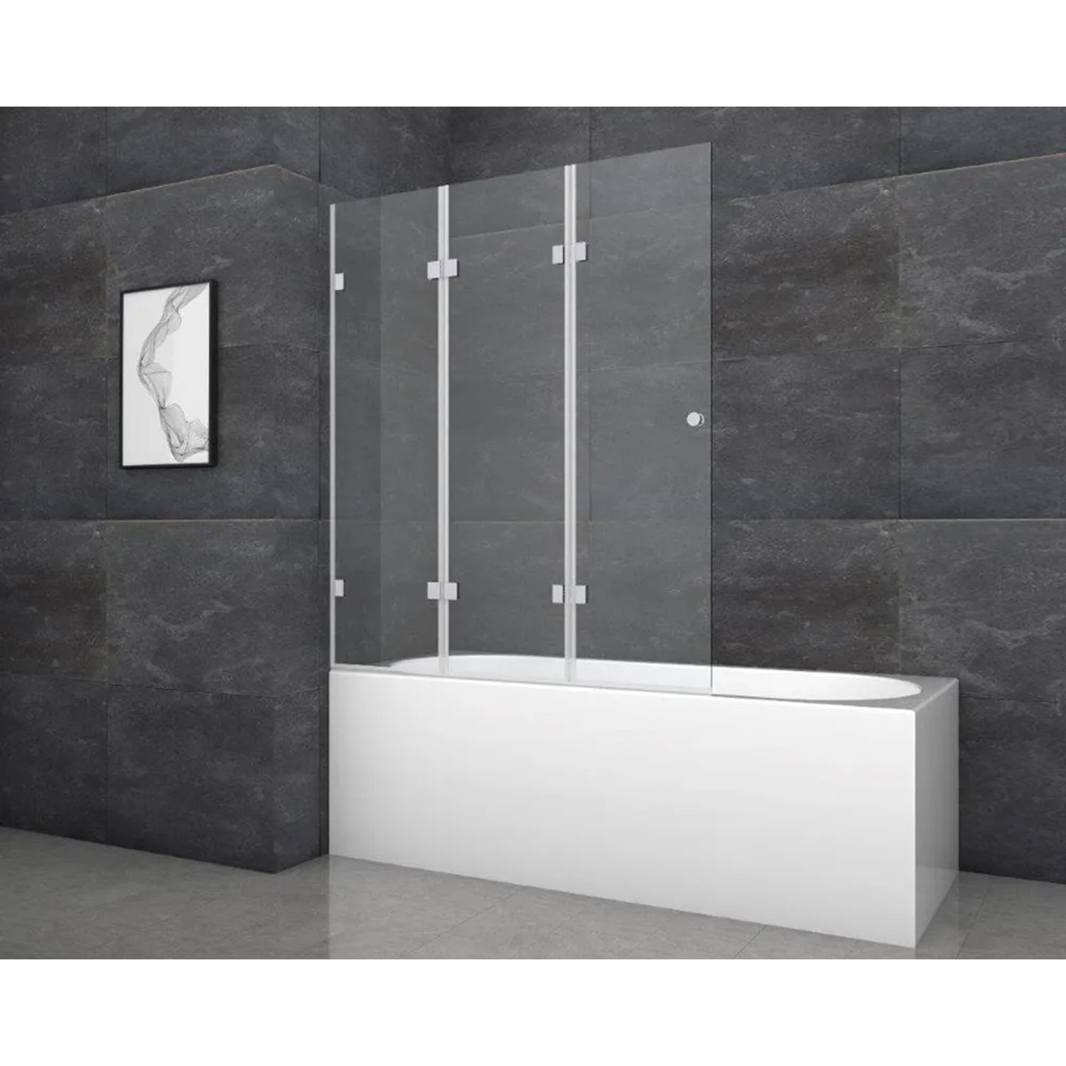E-shop Aurlane Skladacia vaňová zástena Silver Elegance 120 cm x 140 cm chróm 3-krídlov