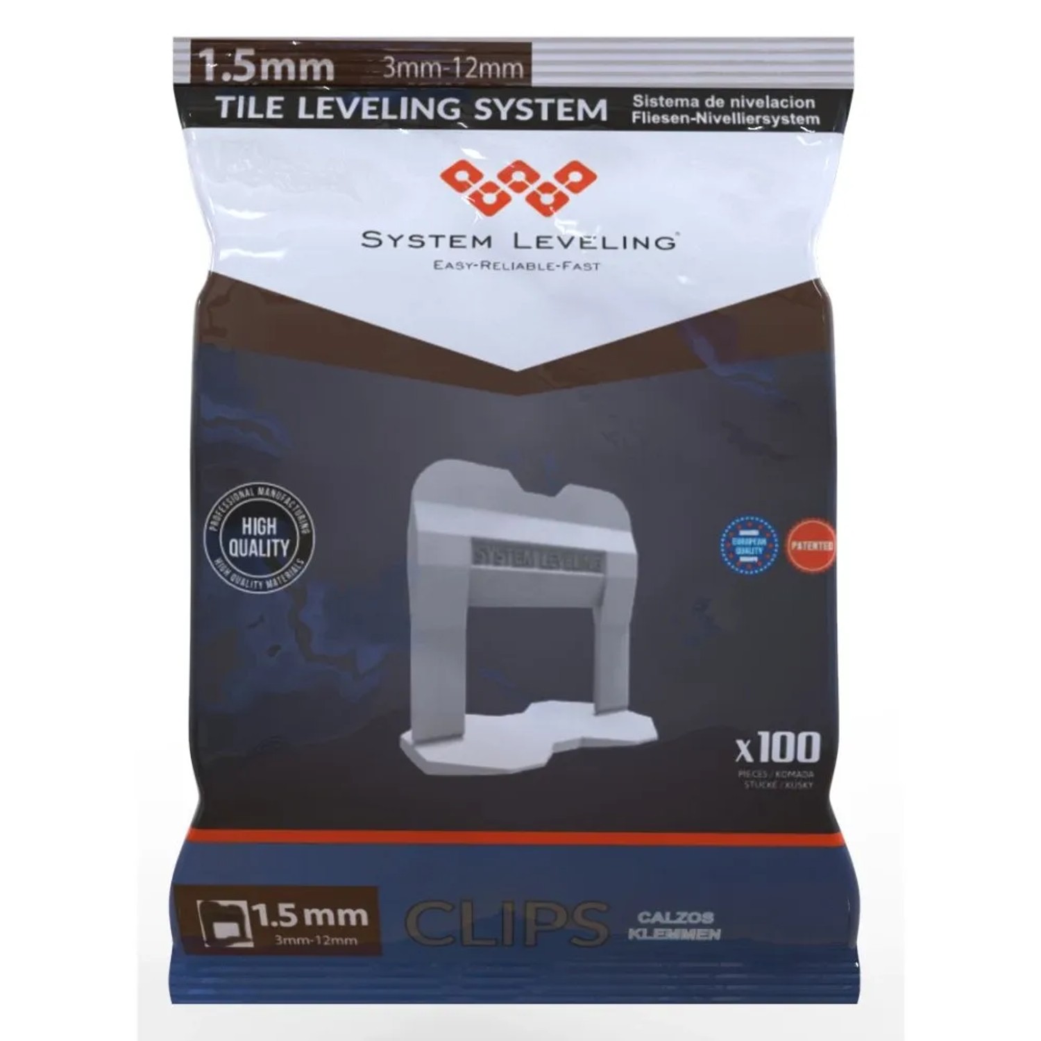E-shop System Leveling Spona pre škáru 1,5 mm (3-12mm), 100 ks