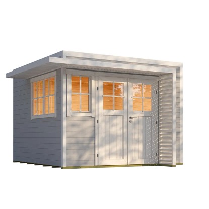 Weka Drevený záhradný domček Amberley 28mm V4, sivá-biela, 300 x 300 cm