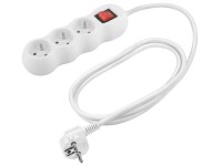 Predlžovací kábel s vypínačom biely, 3 zásuvky, max. 16 A/3500 W, 1,4 m, 2 ks