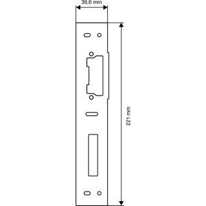 Elektrický otvárač dverí pre dvere ThermoSpace, ľavý doraz, oceľový, rozmery 221 mm x 39,6 mm.