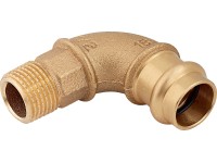 Lisovacie ostré koleno červená mosadz 90°, pr. 18 mm x 21 mm (R 1/2), 1 ks