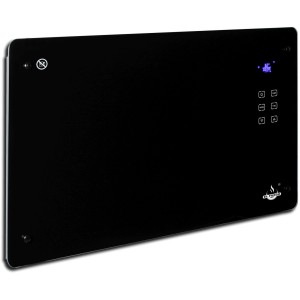 El Fuego sklenený konvektor 2000 W, elegantný čierny elektrický ohrievač s LCD displejom.
