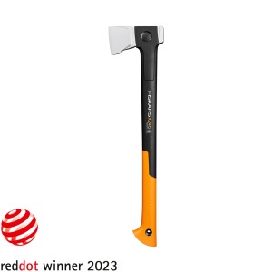 Štiepacia sekera Fiskars X24 S s oranžovou rukoväťou. Sekera na štiepanie dreva.