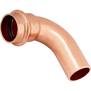 Medené lisovacie koleno, priemer 22 mm, uhol 90 stupňov pre rúrky.