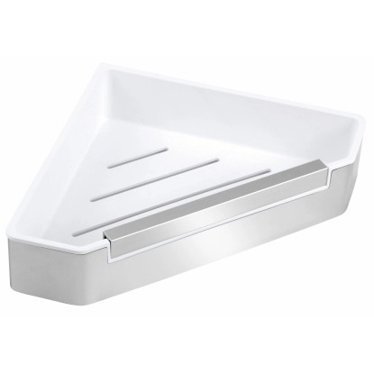 Novaservis Rohová sprchová polička Ferro Emotion so stierkou, biela/chróm