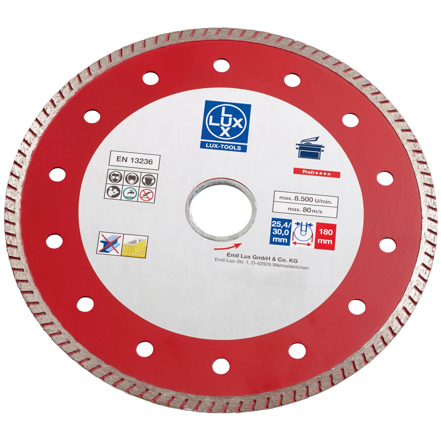 E-shop LUX-TOOLS Diamantový rezný kotúč na dlažbu a kameň, pr. 180x25,4/30,0/7 mm