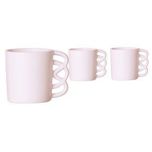 Biely keramický kvetináč Happy Mug v rôznych veľkostiach. Dekoratívne kvetináče s uchom.