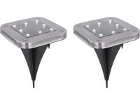 GLOBO LED štvorcové solárne vonkajšie svietidlo nerez 4 ks so zemným bodcom