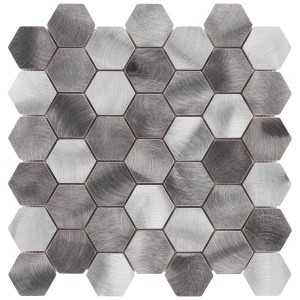 Mozaiková dlaždica Aluminium Silver Hexagon, 30x30 cm, pre interiér.