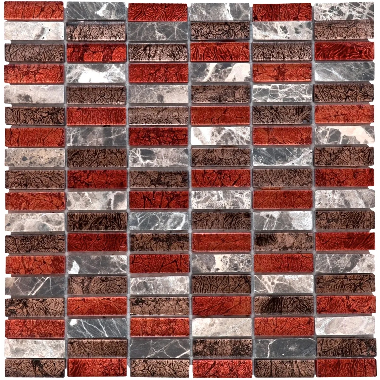 E-shop Euro Stone Kombinovaná mozaika Metalica Marmor Marron Glasmix Rot 30 x 30 cm
