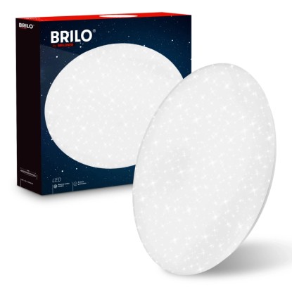 Biele, okrúhle LED stropné svietidlo Brilo Verb s efektom hviezdnej oblohy. Moderná LED lampa.