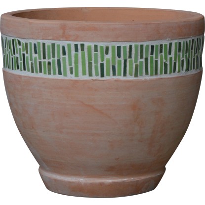 Terakotový kvetináč s mozaikou zelený 32 cm x 28 cm