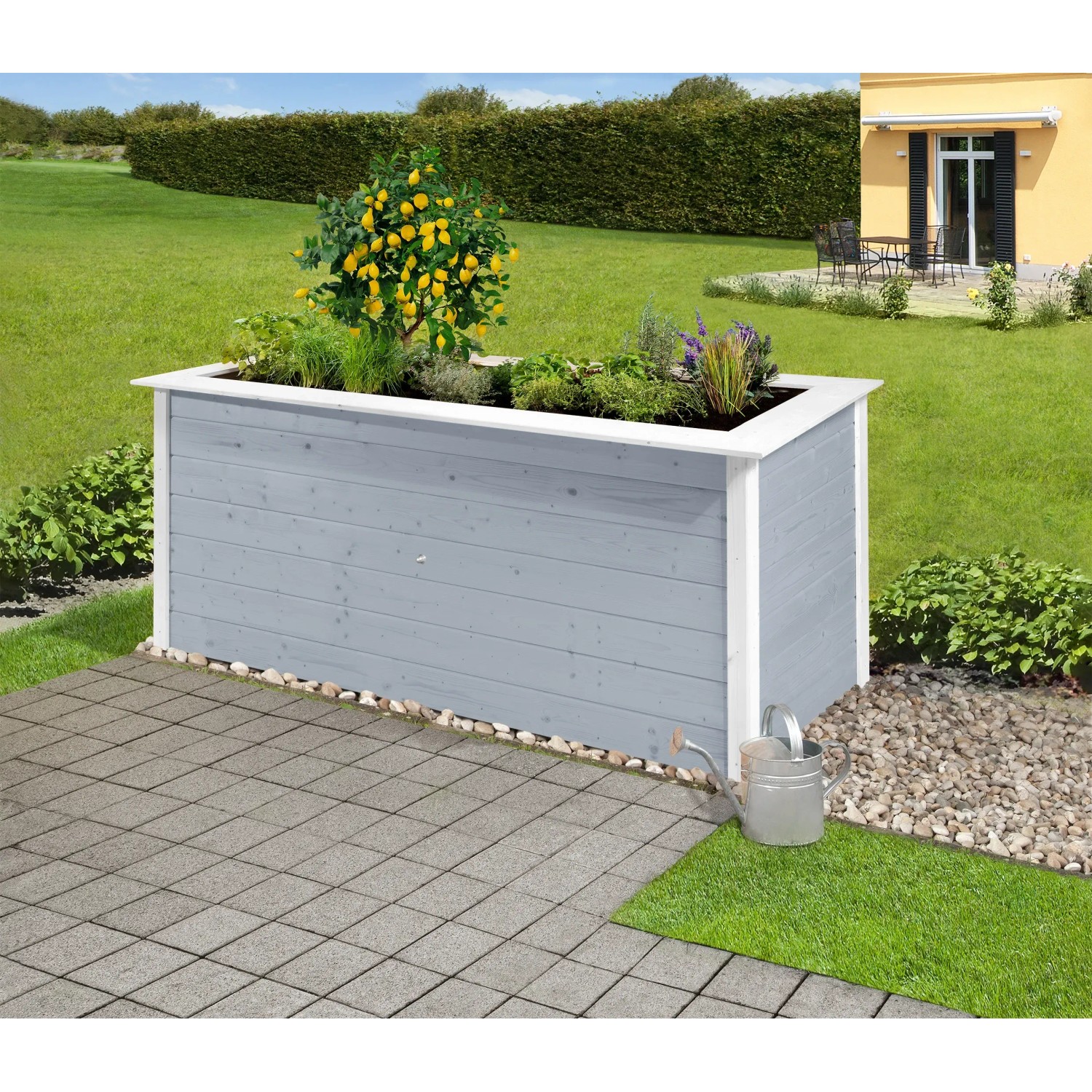 E-shop Weka Vyvýšený záhon Herba, sivá/biela 205 x 80 x 81 cm