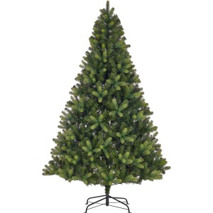 Zelená umelá jedľa Ketola XXL, výška 210 cm, s kovovým stojanom. Ideálna ako vianočný stromček pre vnútorné a vonkajšie použitie.