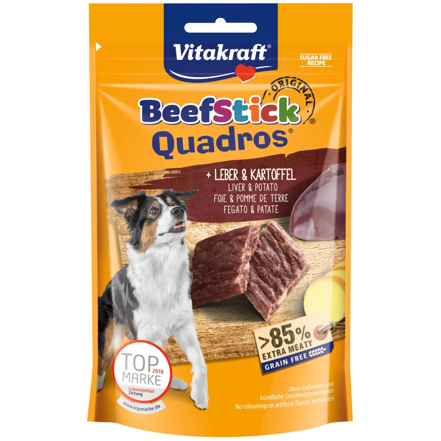 E-shop Vitakraft Pochúťka pre psov Beef Stick Quadros pečeň a zemiaky 70 g