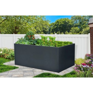 Floraworld Twin-Wall vyvýšený záhon, veľkosť L, 180x90x76 cm, antracit, osadený zeleninou.