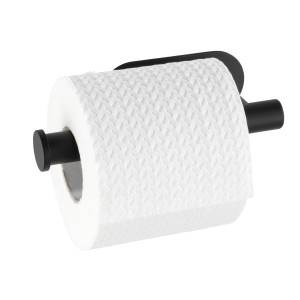 Wenko Turbo-Loc držiak toaletného papiera Orea, nerezová oceľ, čierny matný s rolkou papiera.