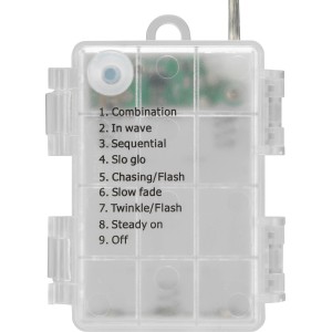 Batériový box s režimami svietenia pre medenú LED svetelnú reťaz, teplá biela.