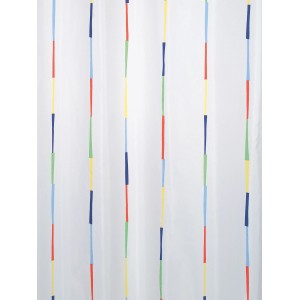 Textilný sprchový záves Spirella Dario s farebnými pruhmi (180x200 cm).
