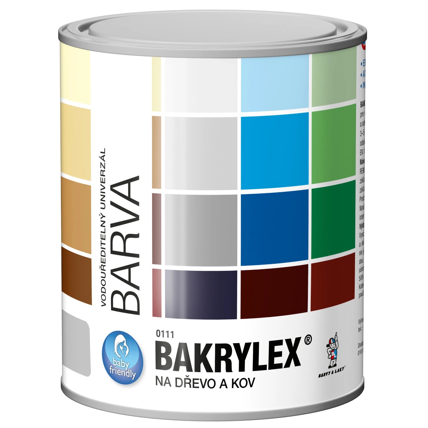 E-shop BAKRYLEX Farba na drevo a kov V2066 Univerzál mat 0199 čierna 700 g