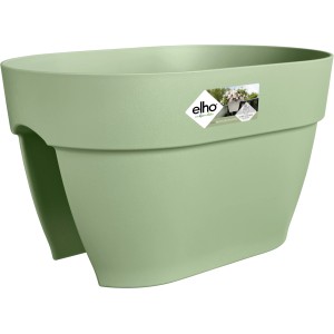 Elho Vibia Campana kvetináč na zábradlie, 39 cm, pistáciovo zelená. Závesný kvetináč pre zábradlia do šírky 6,5 cm.