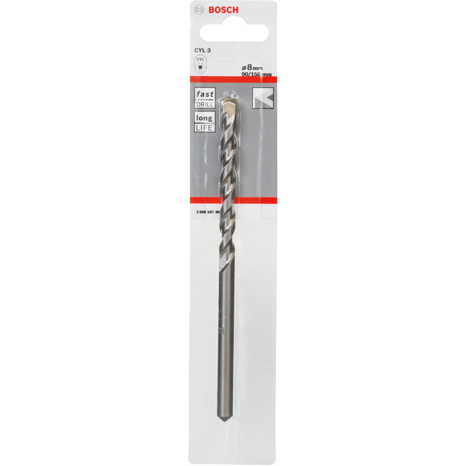 E-shop Bosch Špirálový vrták do betónu CYL-3 Silver Percussion, 8 x 90 x 150 mm
