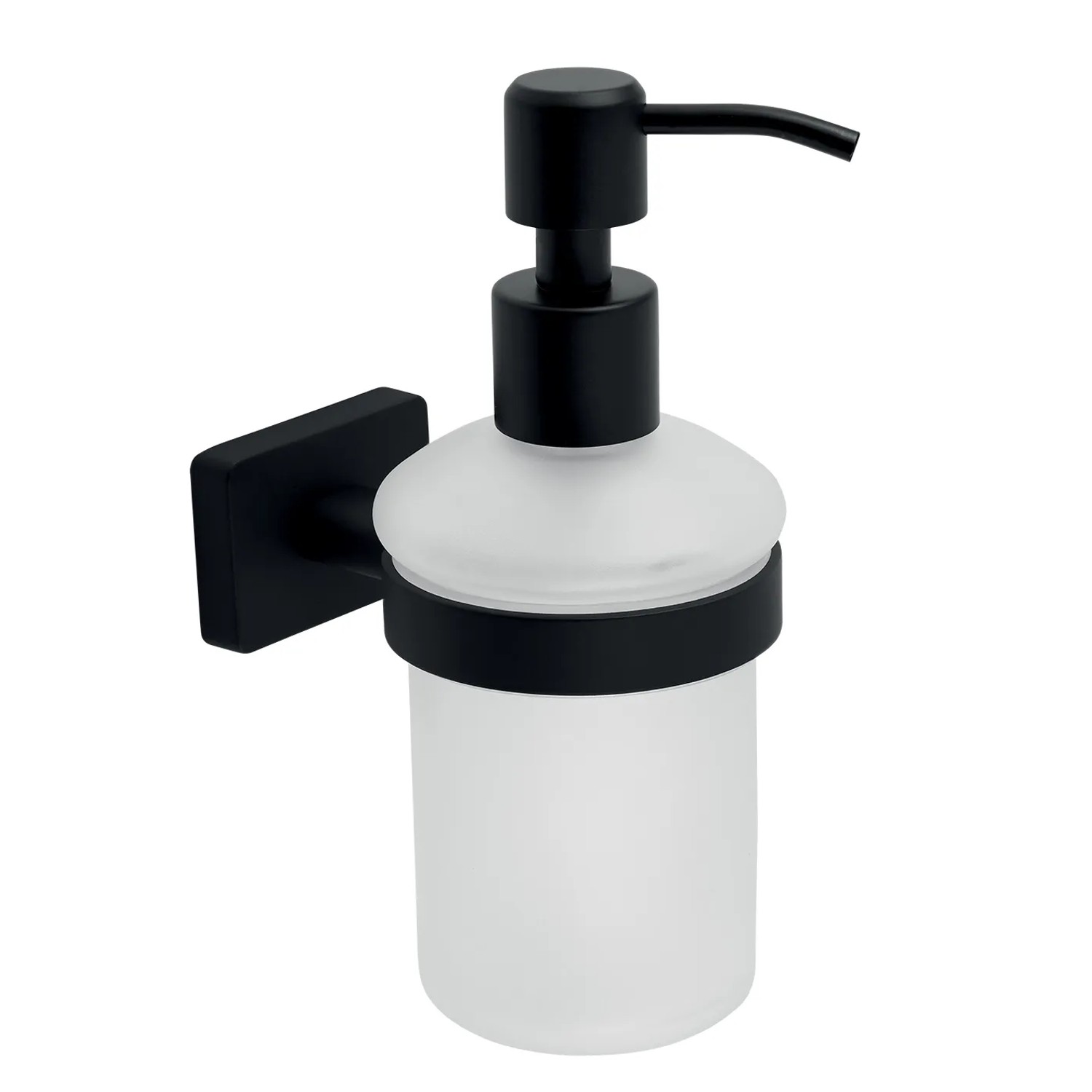 E-shop Novaservis Nástenný dávkovač mydla Ferro Greta Black, matná čierna/sklo, 150 ml