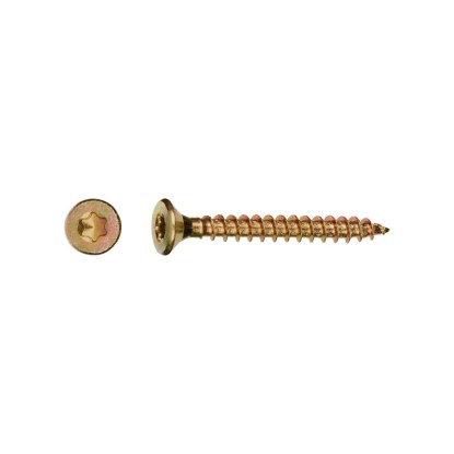 Uni skrutky so zápustnou hlavou TX25 plný závit žlto pozink. 5x20 mm, 200 ks