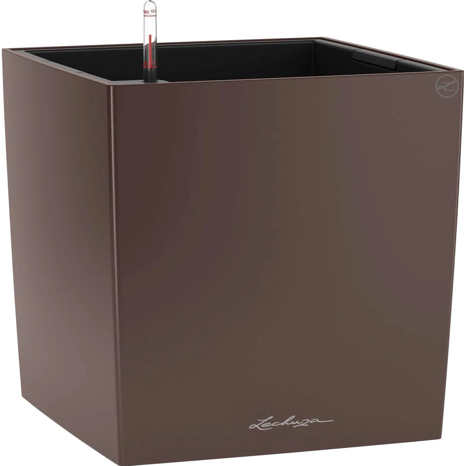E-shop Lechuza Kvetináč Cube Premium 30, espresso metalická, 30 x 30 x 30 cm