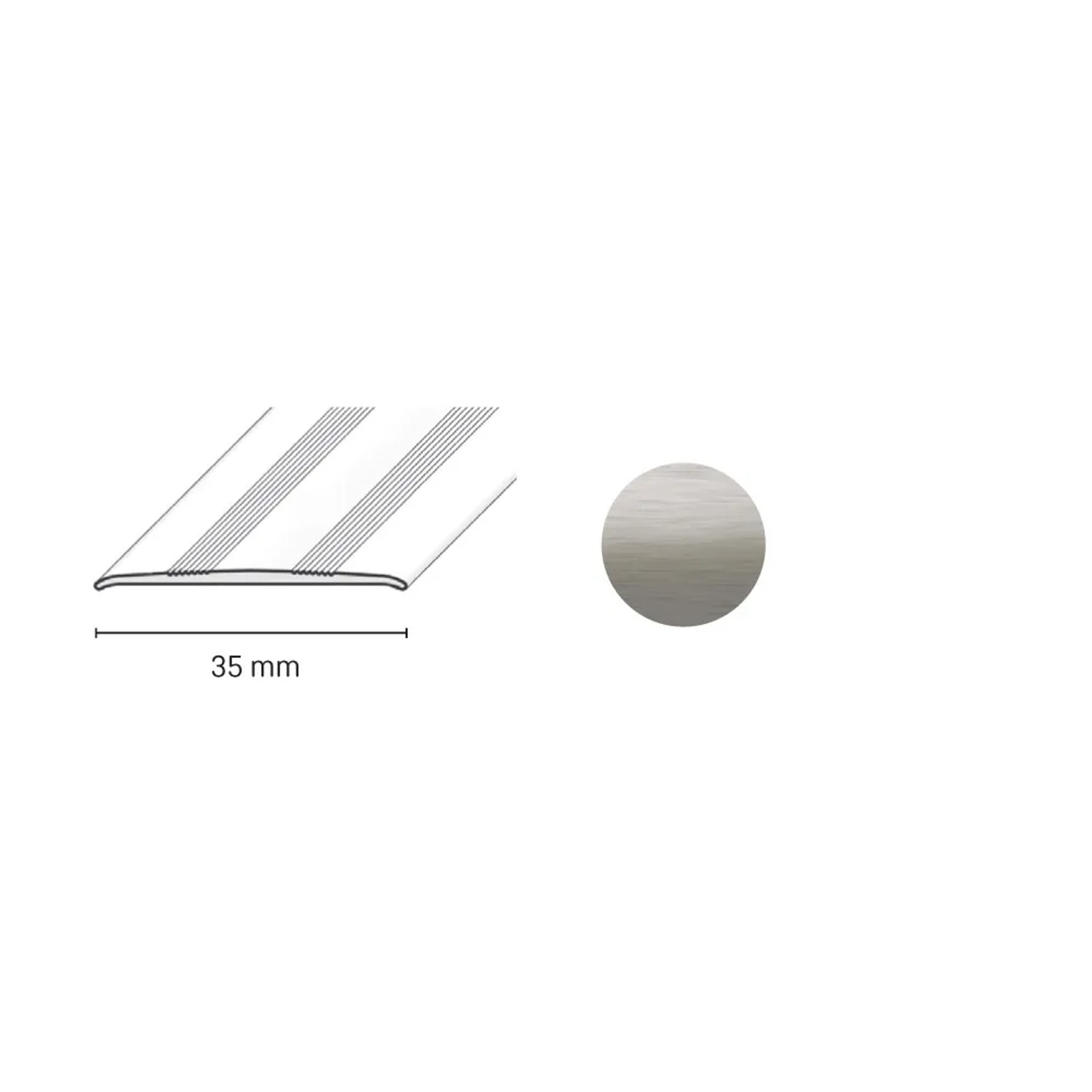 E-shop Döllken Profiles Prechodový profil DP 08 S Samolepiaca 35 x 1800 mm, nerezový