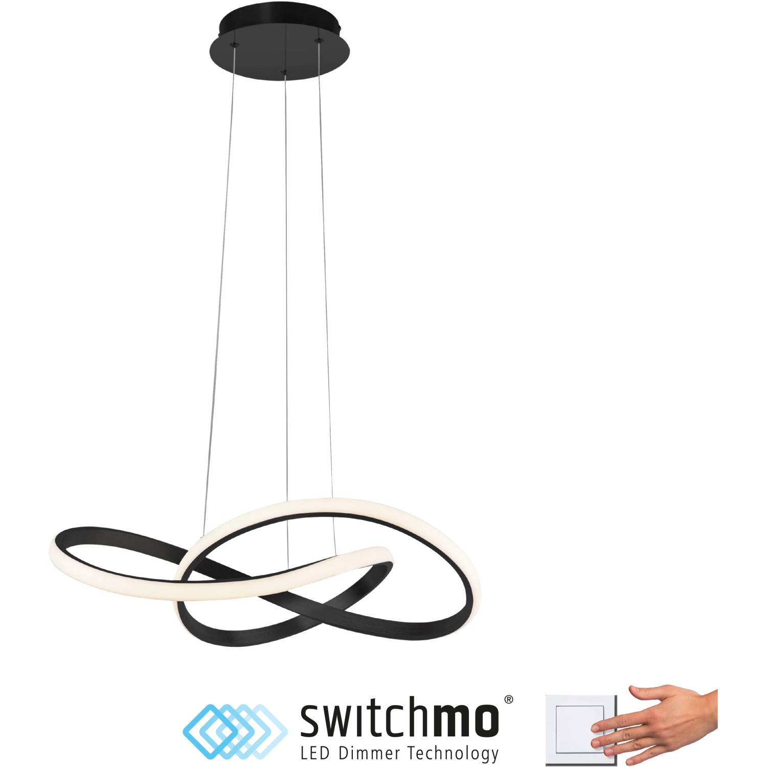 E-shop Just Light. Závesné LED svietidlo Maria, 25W, 3250lm, čierna, pr. 57 x 120 cm