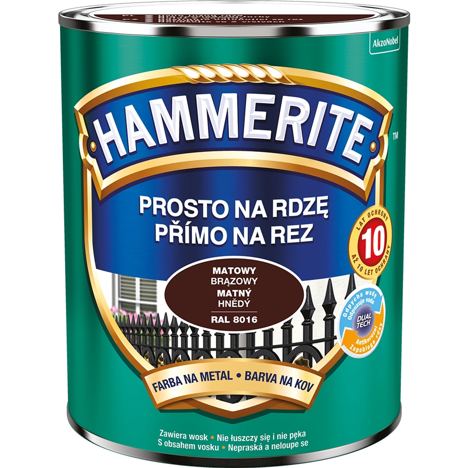 E-shop HAMMERITE Priamo na hrdzu farba na železné kovy matná hnedá 0,7 l
