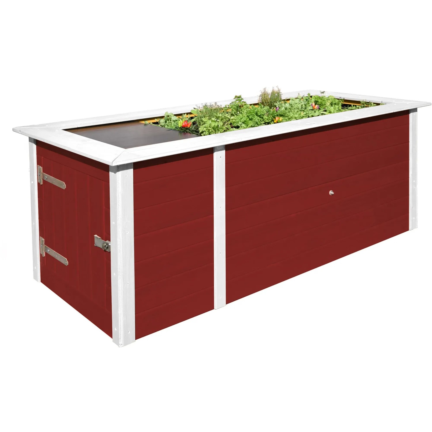 E-shop Weka Vyvýšený záhon so skrinkou, červený 205 x 79 x 81 cm
