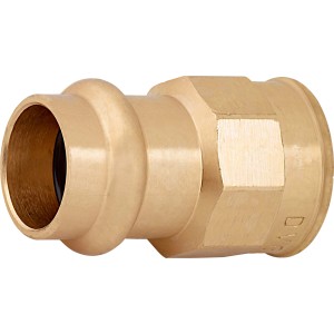 Prechodová tvarovka z červeného bronzu, 15 mm x 18,6 mm (Rp 1/2), pre lisovacie tvarovky.
